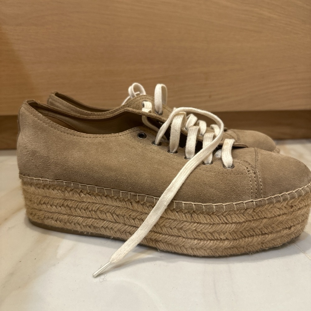Miu Miu Tan Platform Espadrille Sneakers